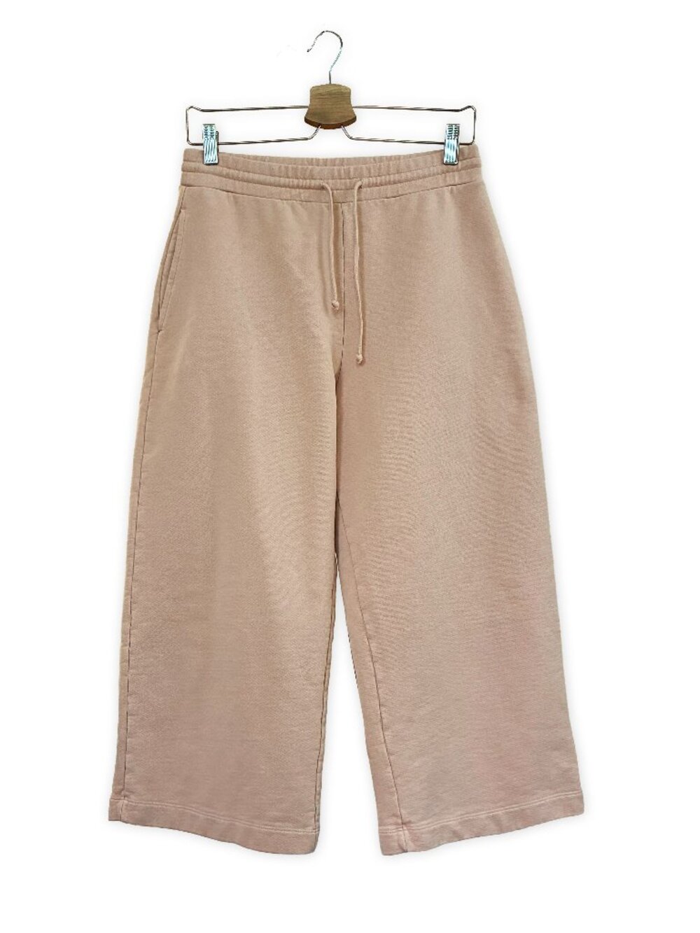 Vince Blush Pink Wide-Leg Cotton Cropped Track Pants